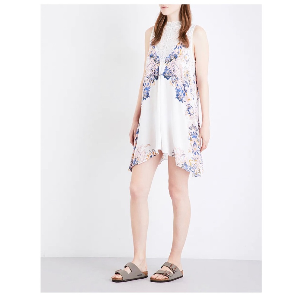 FREE PEOPLE Marsha Printed Slip Lace Dress Small S